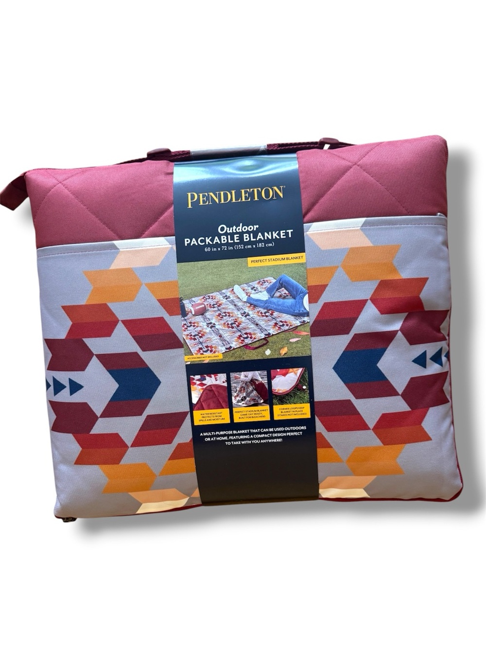 Pendleton Legend Lake Russet Red Geometric Outdoor Packable Blanket